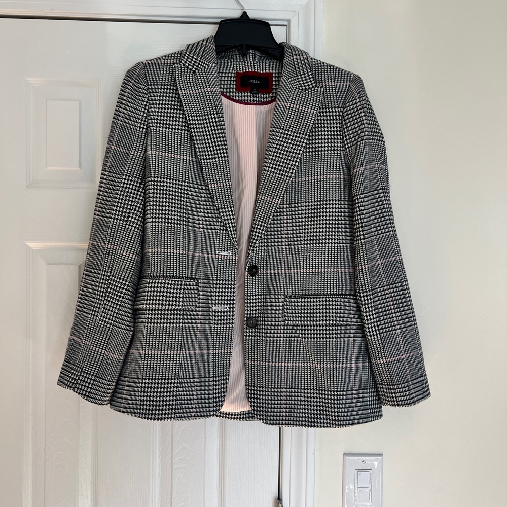 J. Crew Black and White Plaid Blazer